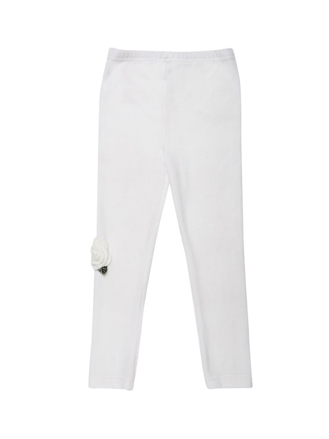 

Peek-A-Boo-Zoo Girls White Solid Appliqued Tights