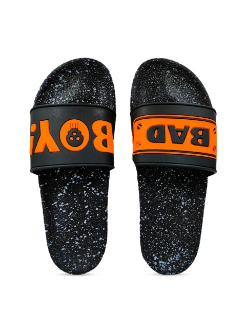 

Pampy Angel Men Black & Blue Printed Sliders