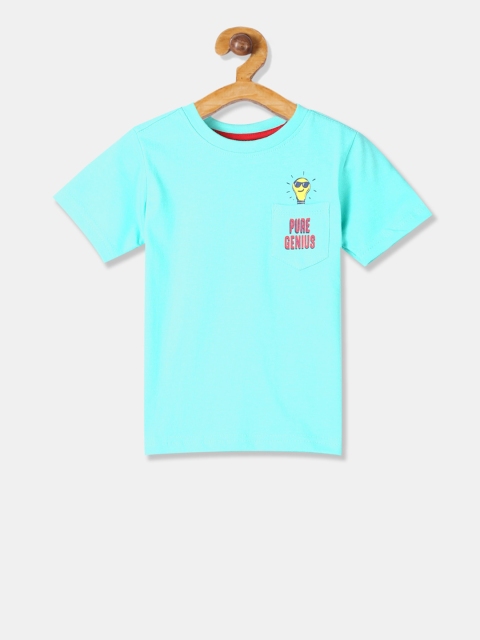 

Cherokee Boys Turquoise Blue Solid Round Neck T-shirt