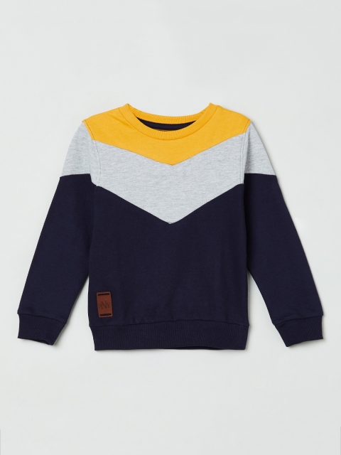 

max Boys Navy Blue & Grey Colourblocked Sweatshirt