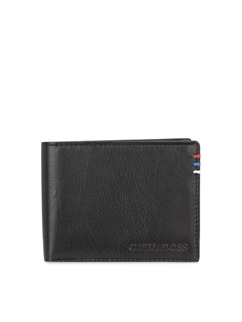 

Calvadoss Men Black Solid Genuine Leather Two Fold Wallet