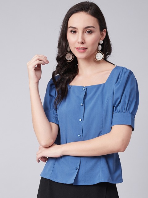 

Carlton London Women Blue Solid Top