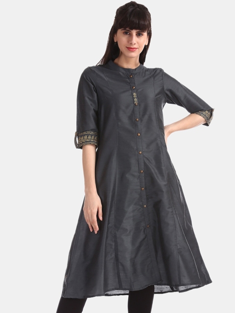

Anahi Women Grey Solid Straight Kurta
