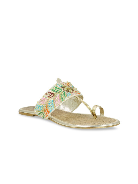 

Inc 5 Women Gold-Toned Embellished One Toe Flats