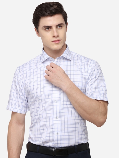 

Greenfibre Men Blue & White Regular Fit Checked Formal Shirt