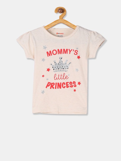 

Donuts Girls Beige Printed Round Neck T-shirt