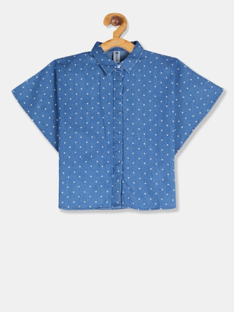 

Cherokee Girls Blue Printed Shirt Style Top