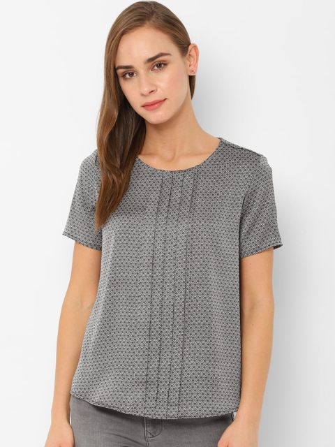 

Allen Solly Woman Grey & Black Printed Blouson Top