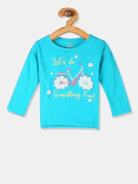 

Donuts Girls Blue Printed Round Neck T-shirt