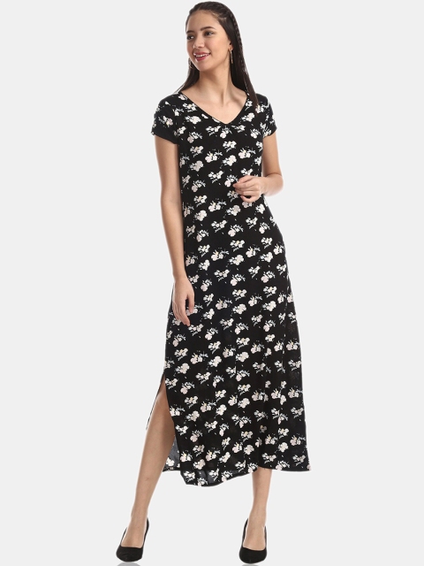 

Sugr Women Black Printed A-Line Dress