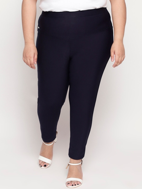 

Amydus Women Navy Blue Solid Tummy Shaper Treggings