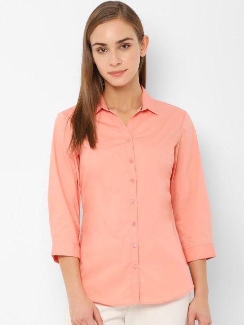 

Allen Solly Woman Peach-Coloured Regular Fit Solid Formal Shirt