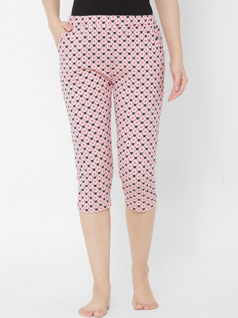 

Sweet Dreams Women Pink & Black Printed Lounge Capris F-LLC-1189B