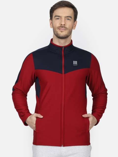 

rock.it Men Red & Navy Blue Colourblocked Sweatshirt