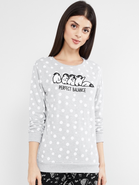

max Women Grey Melange Printed Sweatshirt