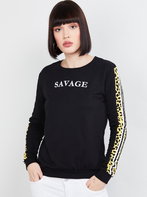 

max Women Black Printed Sweatshirt