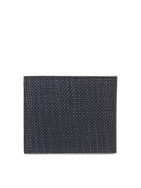

Calvadoss Men Grey Textured Leather Two Fold Wallet
