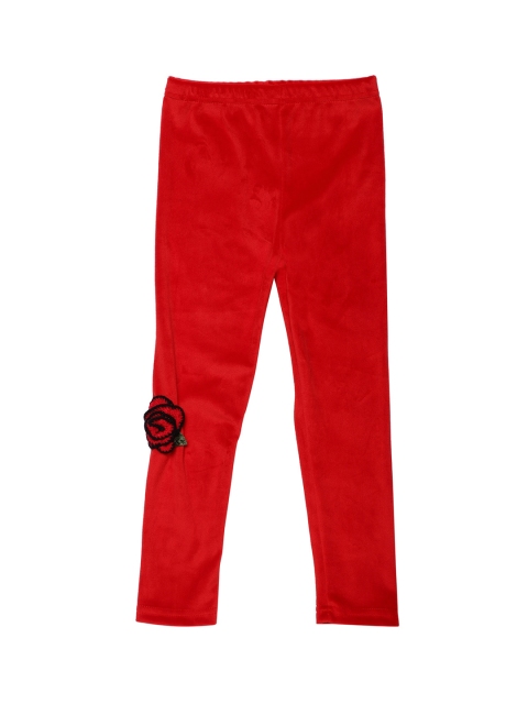 

Peek-A-Boo-Zoo Girls Red Solid Appliqued Tights
