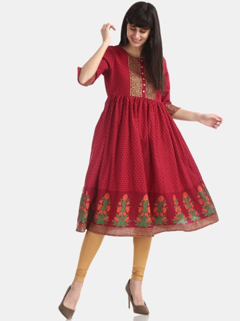 

Anahi Women Maroon Printed Anarkali Kurta