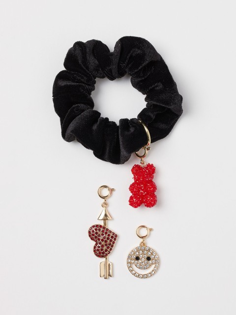 

H&M Women Black Pendant scrunchie, Multi