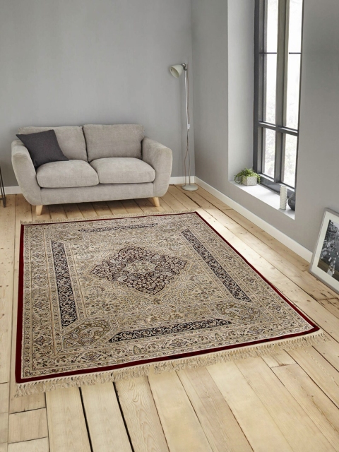 

OBSESSIONS Beige and Maroon Belluchi Anti-Skid Carpet