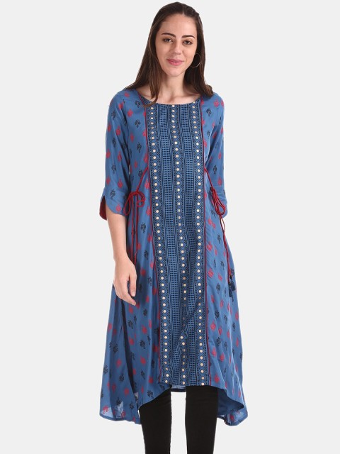 

Anahi Women Blue & Red Printed Anarkali Kurta