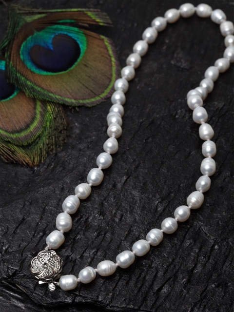 

DUGRISTYLE Silver-Plated White Pearl Handcrafted Necklace
