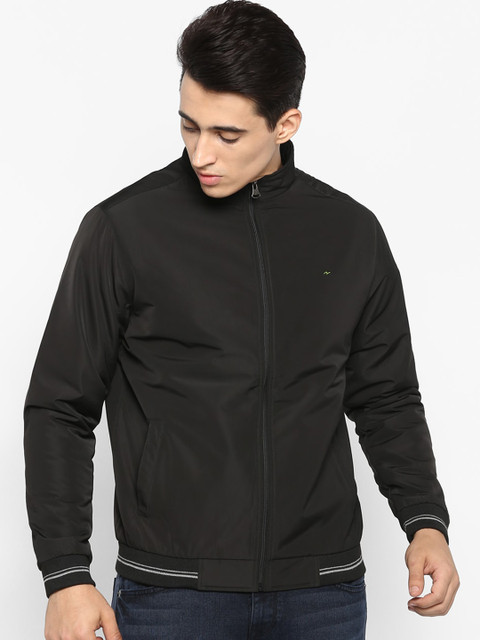 

SPYKAR Men Black Solid Bomber