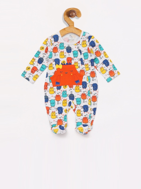 

Baby Go Boys White & Orange Organic Cotton Printed Sleepsuit