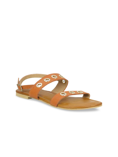 

Inc 5 Women Tan Brown Embellished Open Toe Flats
