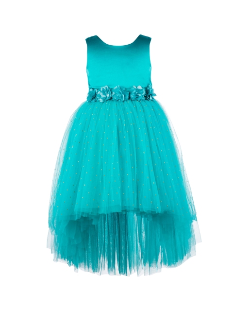 

Toy Balloon kids Girls Sea Green Solid Fit and Flare Dress