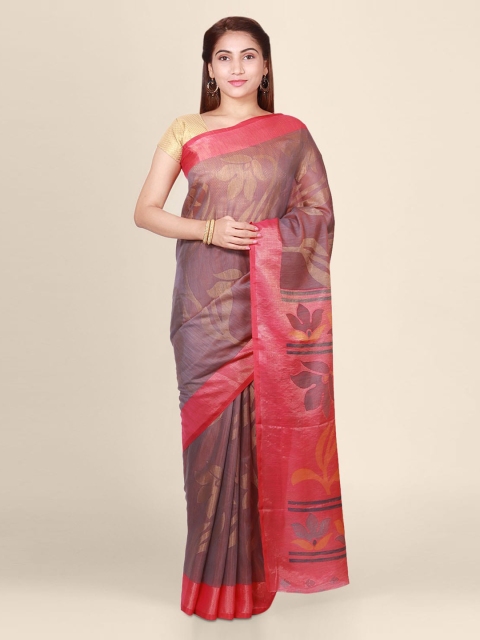 

CLAI WORLD Grey & Red Brasso Printed Saree