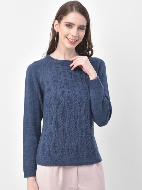

Latin Quarters Women Blue Self-Design Pullover Sweater
