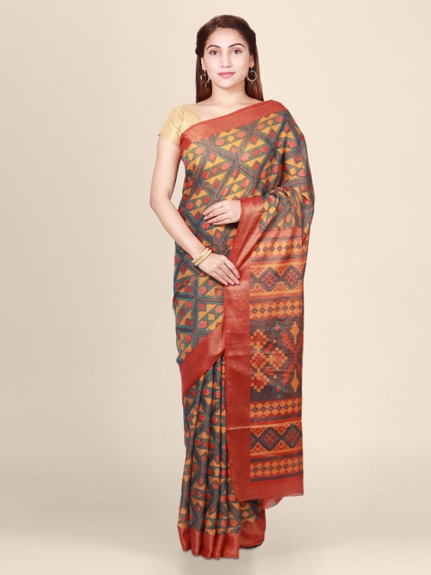

CLAI WORLD Multicoloured Printed Handloom Brasso Saree, Multi