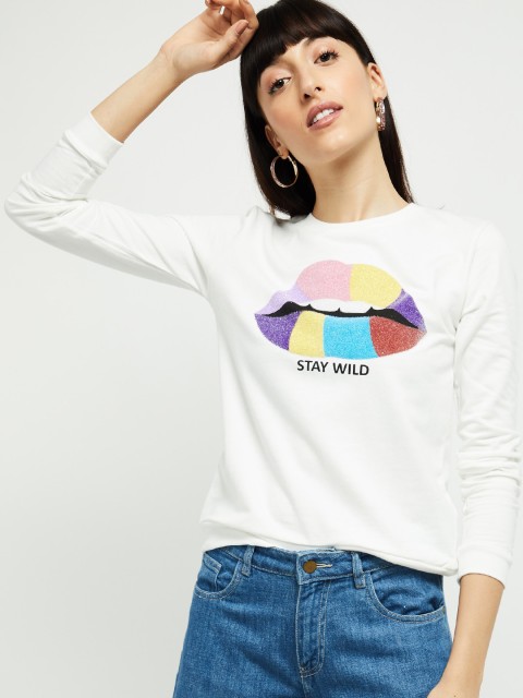 

max Women Off-White Printed Sweatshirt
