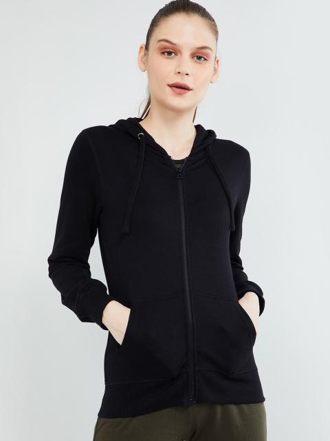 

max Women Black Solid Hooded Sweatshirt