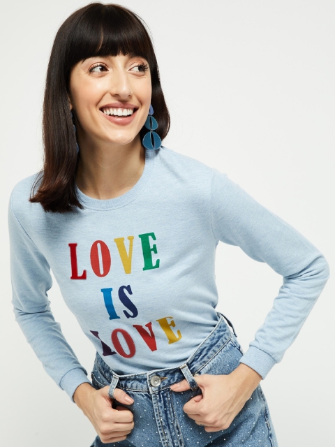 

max Women Blue Printed Sweatshirt