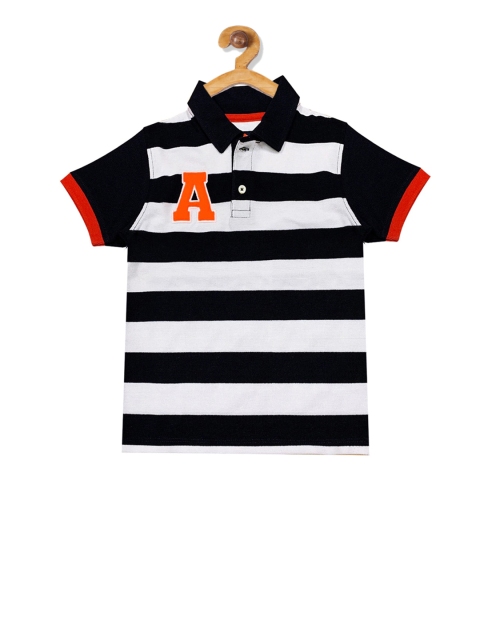 

Cherry Crumble Boys White Striped Polo Collar T-shirt