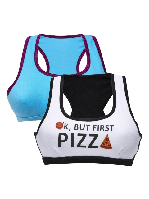 

DChica Girls Pack Of 2 Non-Wired Non Padded Beginners Bras DCBRNV6378, Turquoise blue