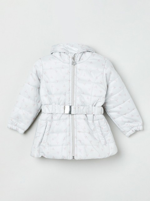 

max Girls Grey Printed Padded Jacket
