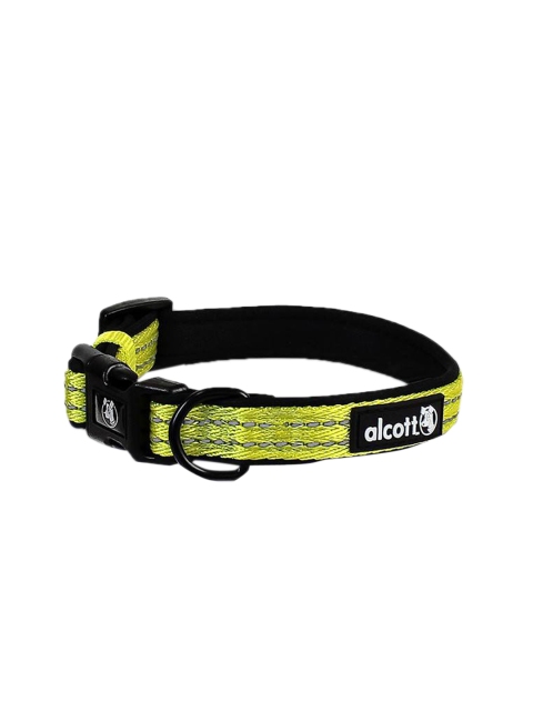 

PawsnCollars Yellow Striped Reflective Padded Dog Collar