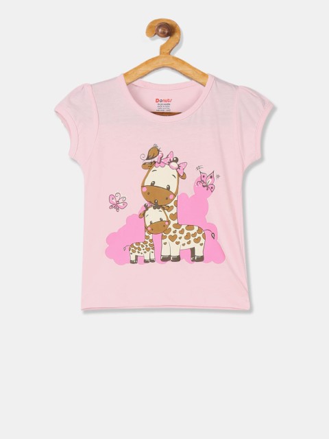 

Donuts Girls Pink Printed Round Neck T-shirt