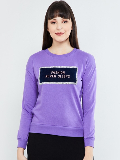 

max Women Purple Printed Sweatshirt