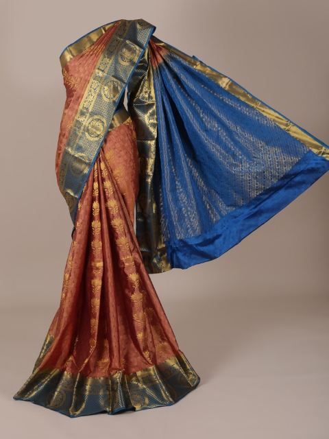 

Pothys Brown & Blue Pure Silk Woven Design Saree