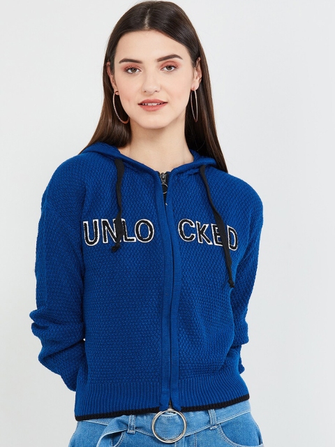 

max Women Blue & Black Printed Sweatshirt