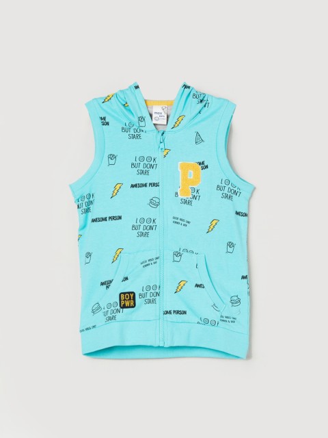 

max Boys Blue Printed Hood T-shirt