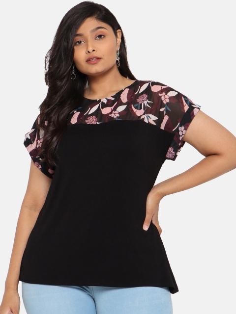 

The Pink Moon Women Black Printed A-Line Top