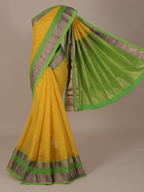 

Pothys Yellow Printed Silk Cotton Saree