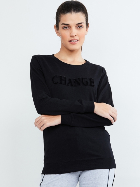 

max Women Black Solid Sweatshirt