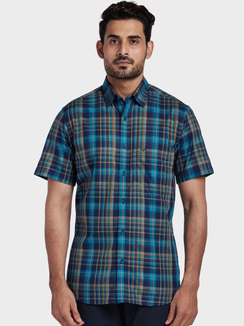 

ColorPlus Men Blue & Yellow Tailored Fit Checked Casual Shirt